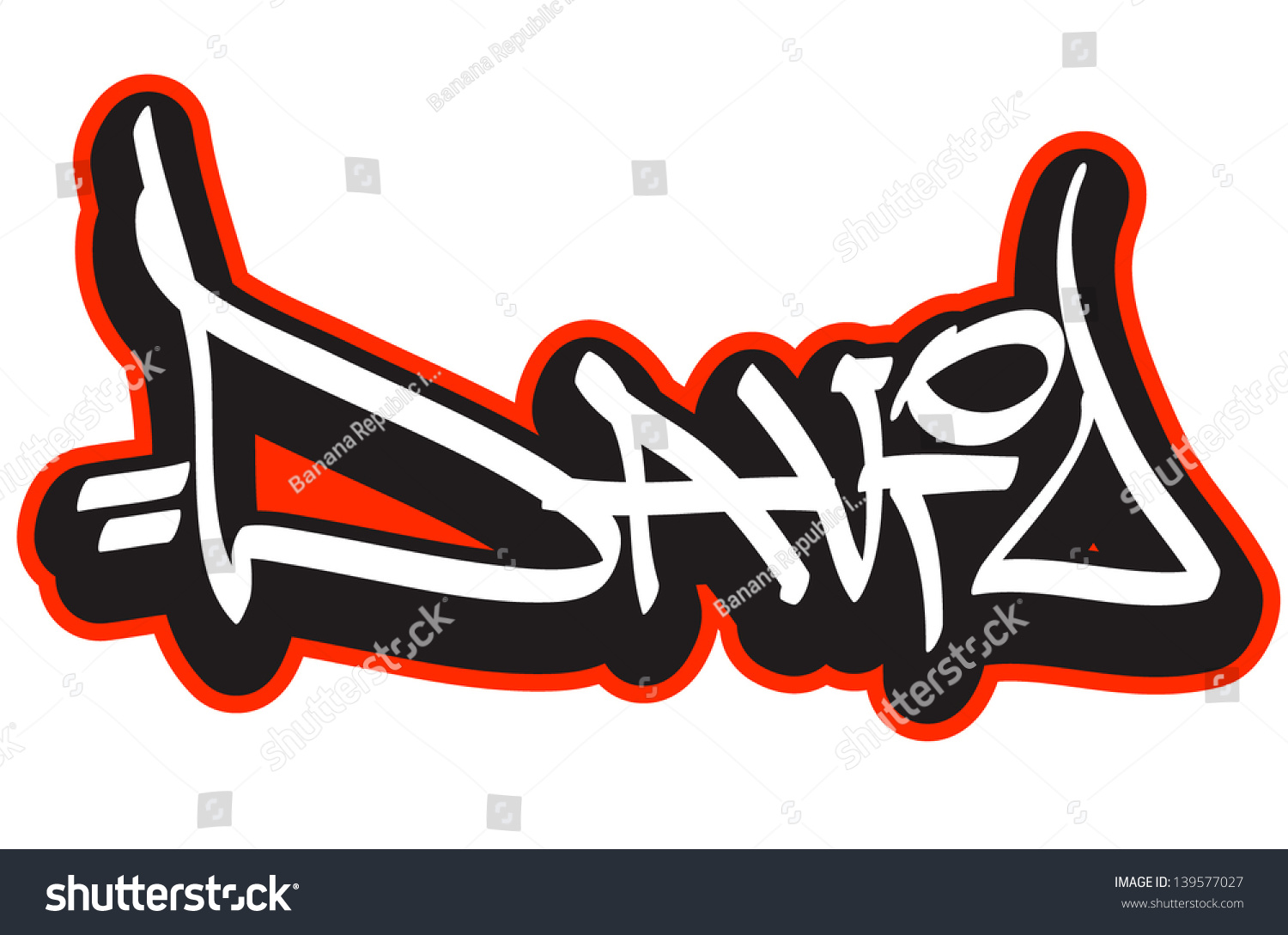 David Graffiti Font Style Name Hiphop Stock Vector Royalty Free