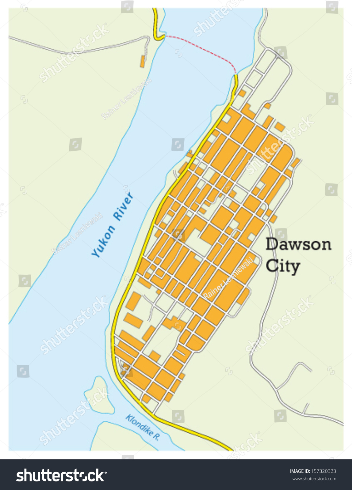 Dawson City Yukon Map Dawson City Map Stock Vector (Royalty Free) 157320323 | Shutterstock