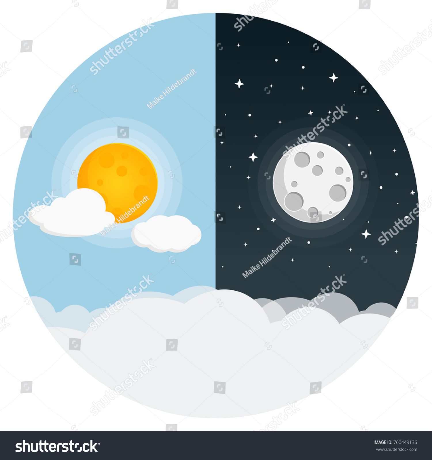 Day Night Flat Design Icon Stock Vector (Royalty Free) 760449136 ...