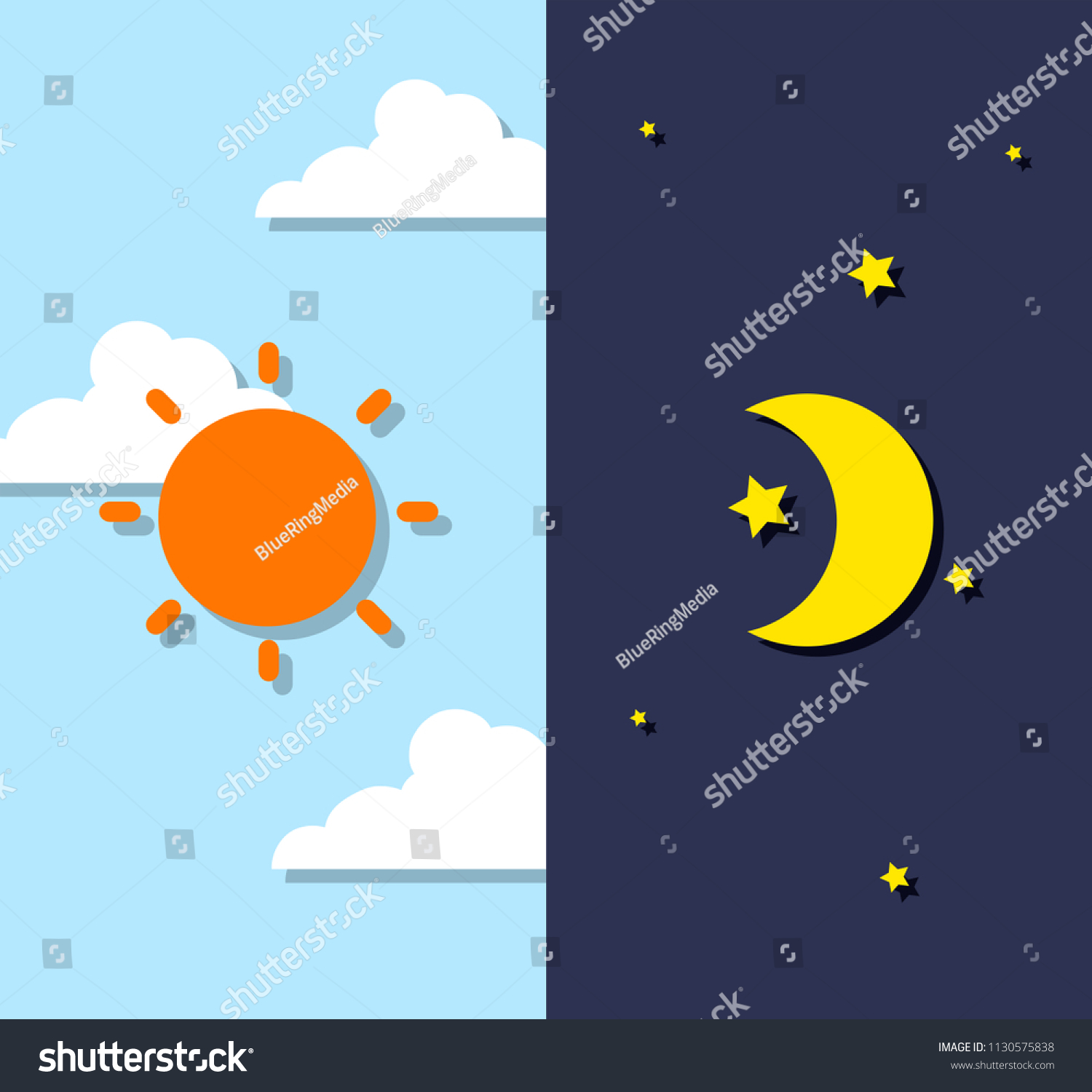 Day Night Sky Illustration Stock Vector (Royalty Free) 1130575838