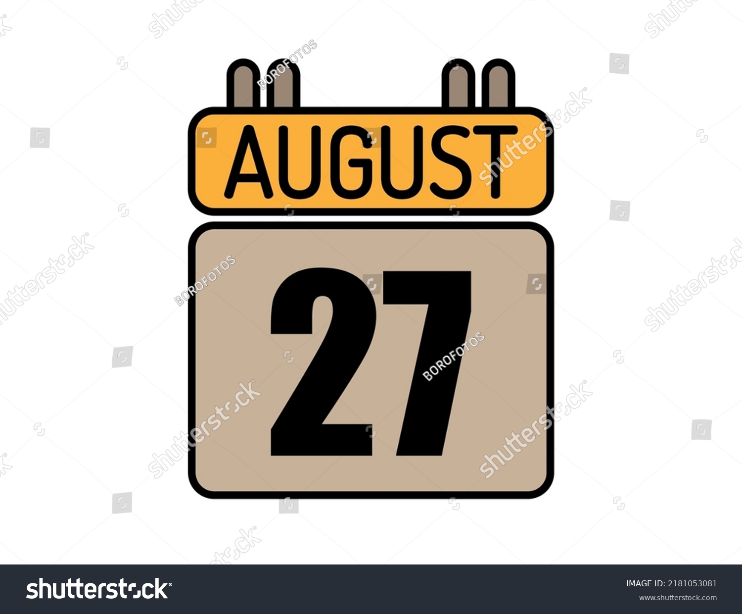 SVG of Day 27 August calendar icon. Calendar vector for August days isolated on white background. svg