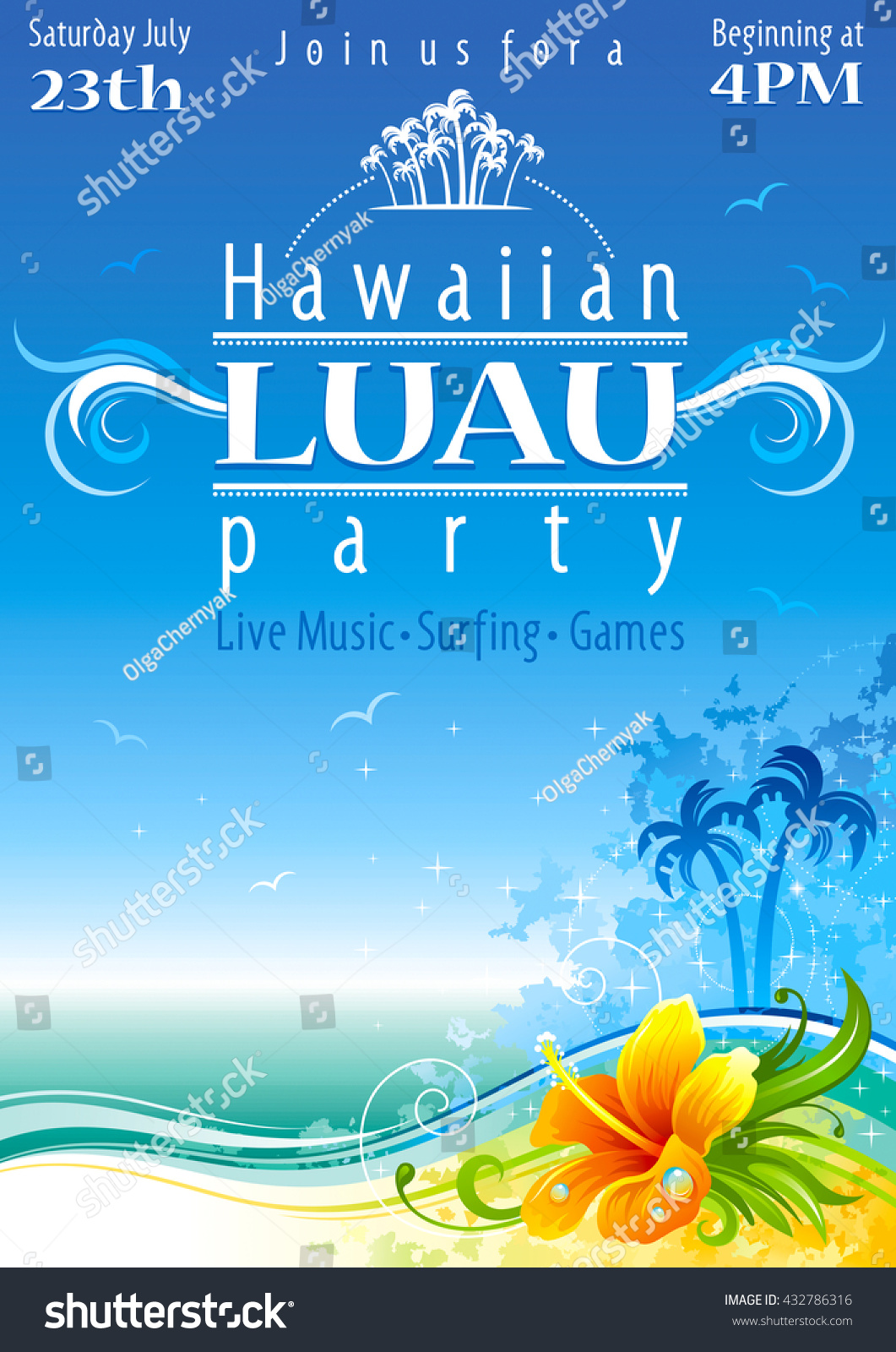 SVG of Day beach poster for hawaiian party with hibiscus flower svg
