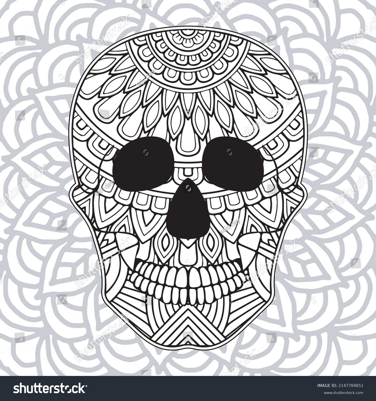 SVG of Day of the Dead Coloring for adult.
Mexican sugar skull, svg