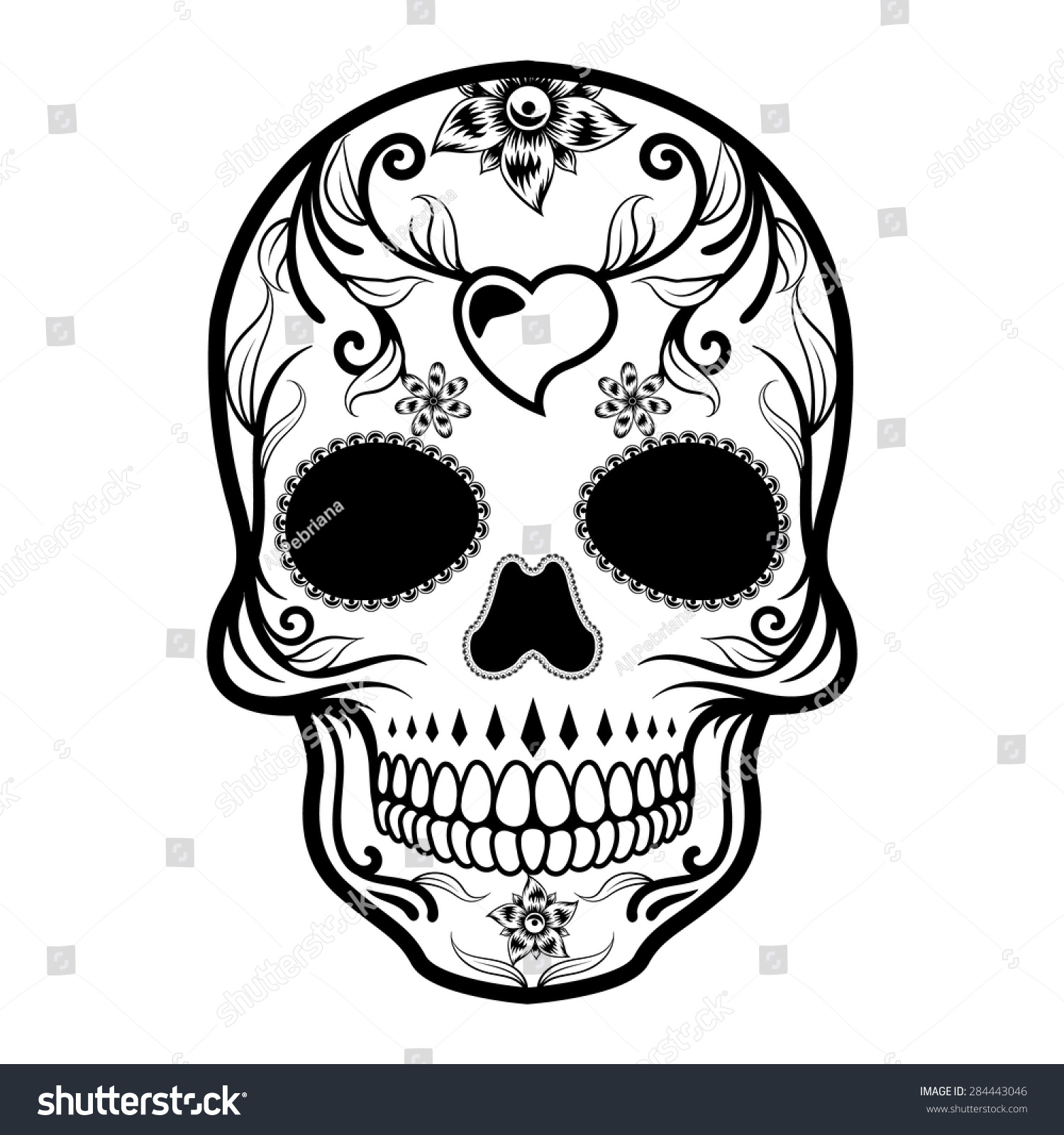 Day Of The Dead Skull Stock Vector 284443046 : Shutterstock