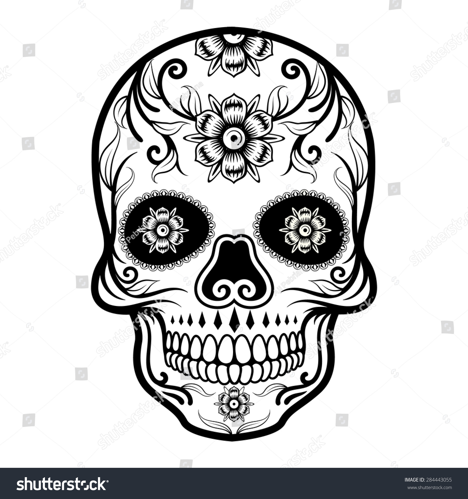 Day Of The Dead Skull Stock Vector Illustration 284443055 : Shutterstock