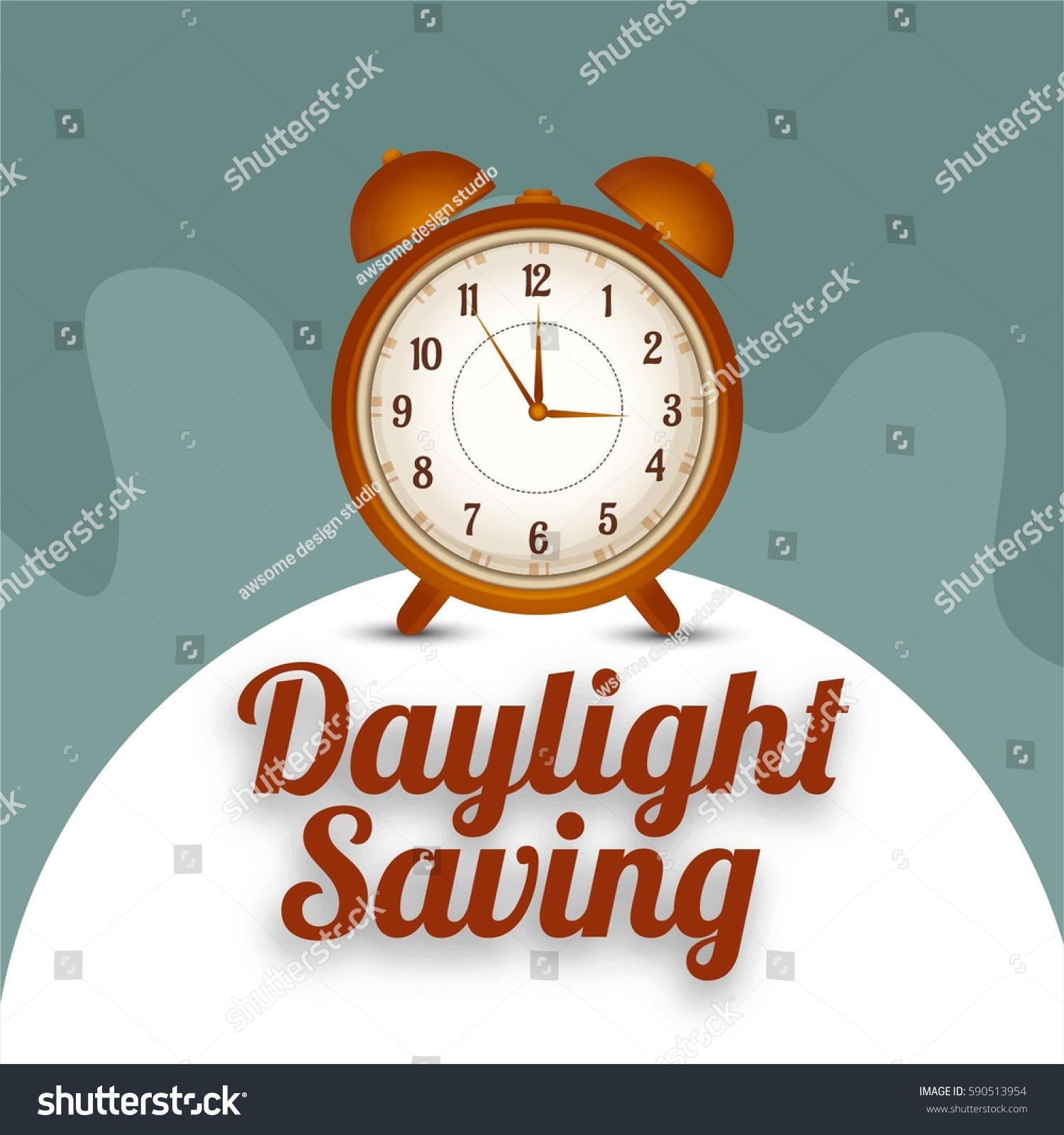 Daylight Saving Time Concept Clock Lettering Vector De Stock Libre De Regalías 590513954