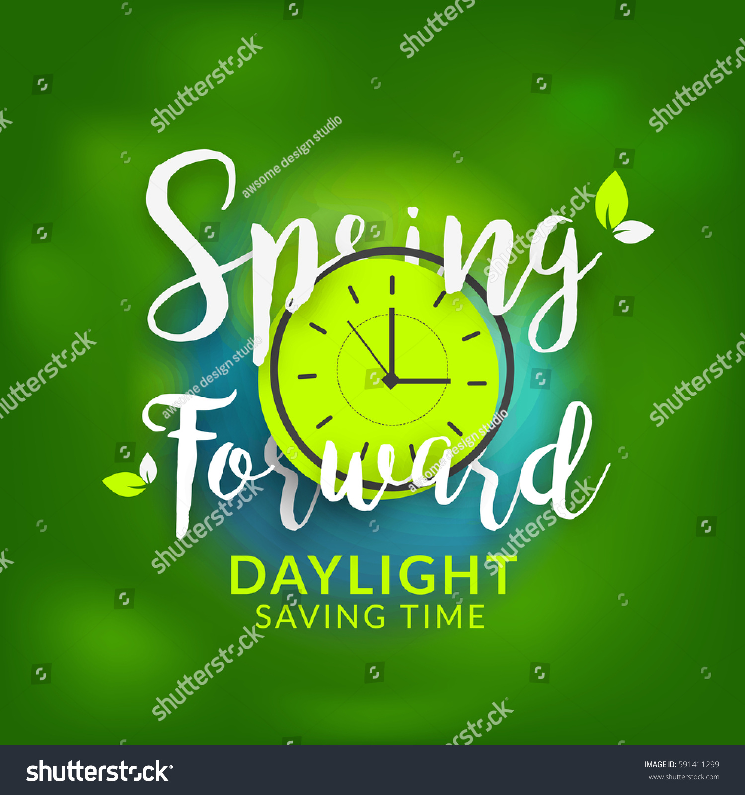 Daylight Saving Time Concept Clock Lettering Stock Vector (Royalty Free