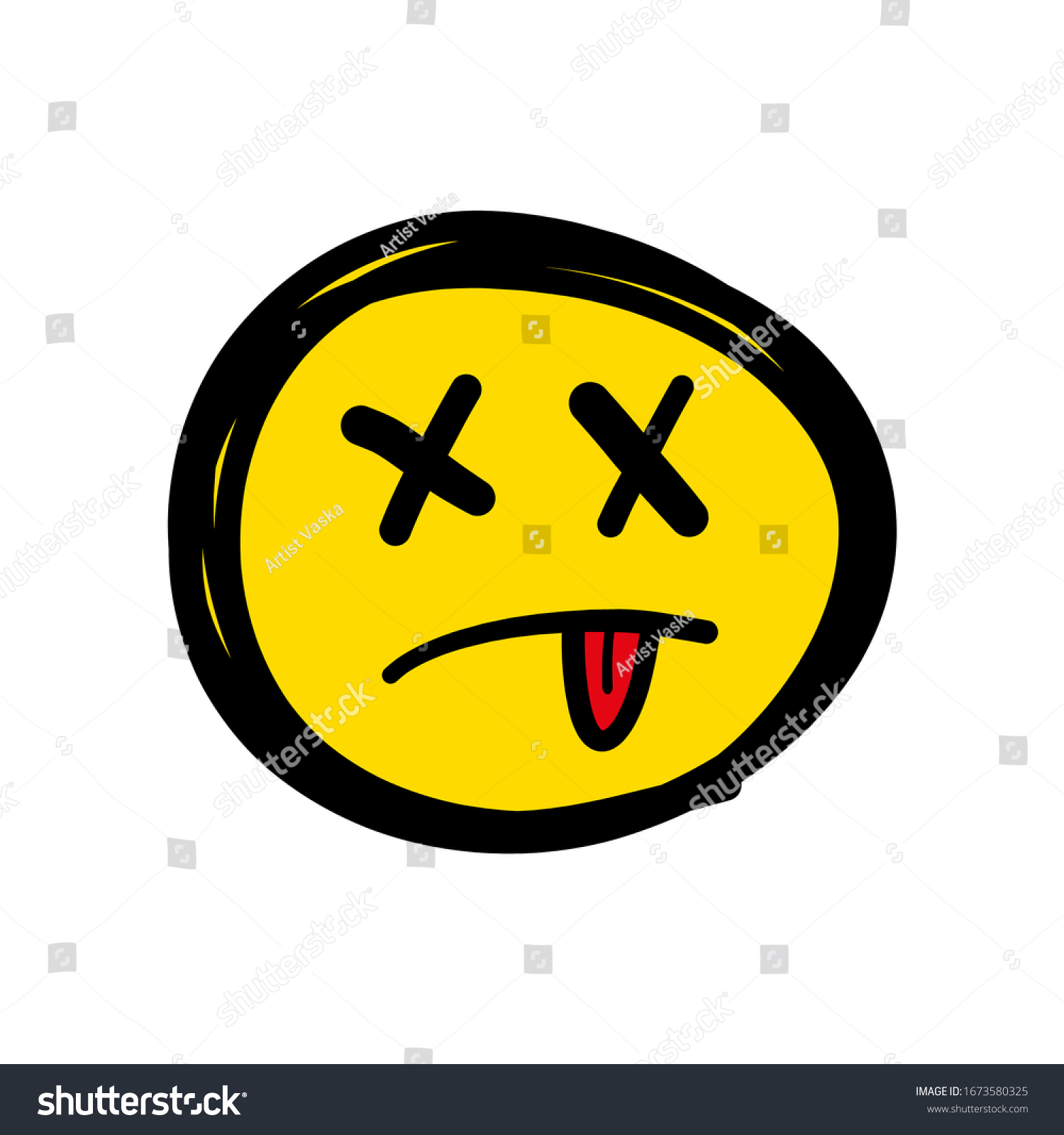 Dead Face Emoji Isolated On White Stock Vector (Royalty Free) 1673580325