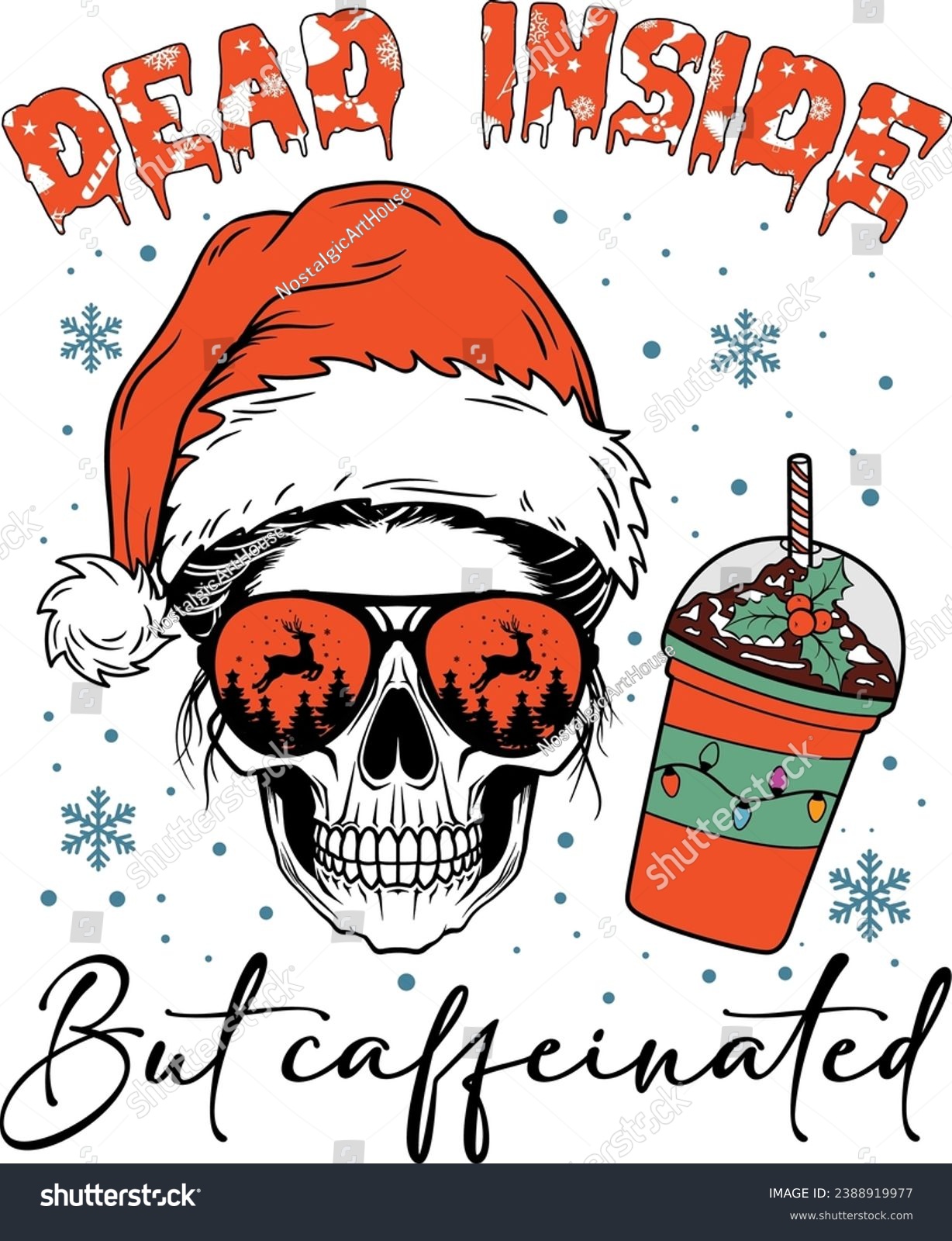 SVG of Dead Inside But Caffeinated Png, Skull Mom, Skeleton, Christmas, Coffee Lover, Mama Skull  svg
