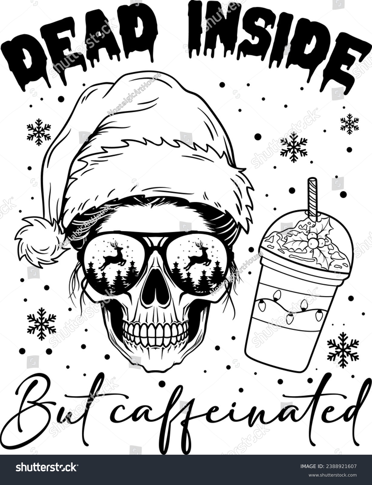 SVG of Dead Inside But Caffeinated Png, Skull Mom, Skeleton, Christmas, Coffee Lover, Mama Skull, Skull Silhousette svg