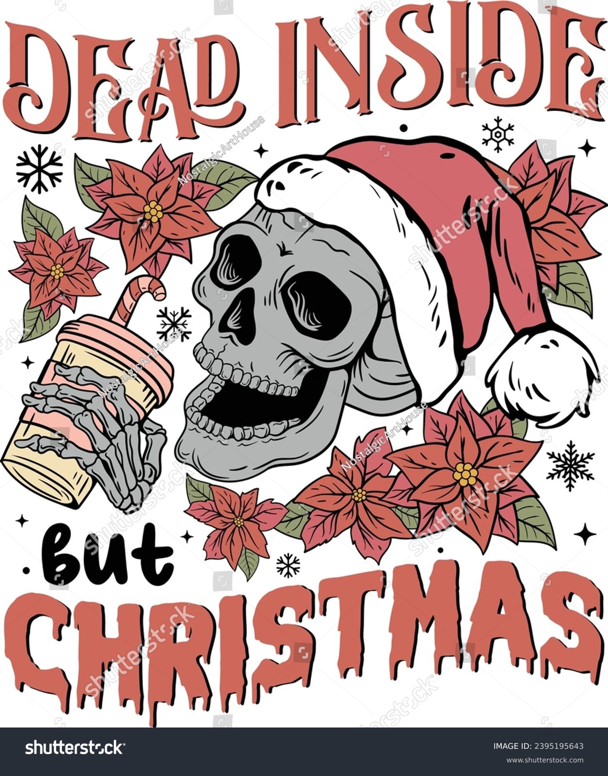 SVG of Dead Inside But Christmas, Funny Christmas, Funny Skull Coffee, Santa Skull Christmas, Dead Inside svg