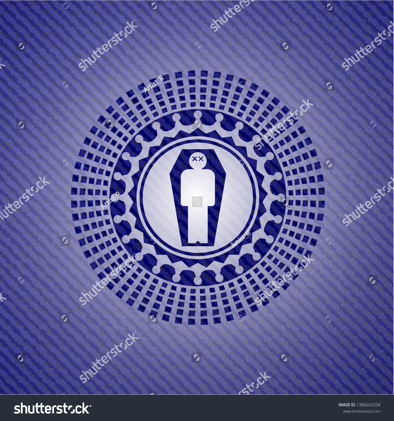 recommend clip art: dead man in his coffin icon inside emblem with jean high quality background