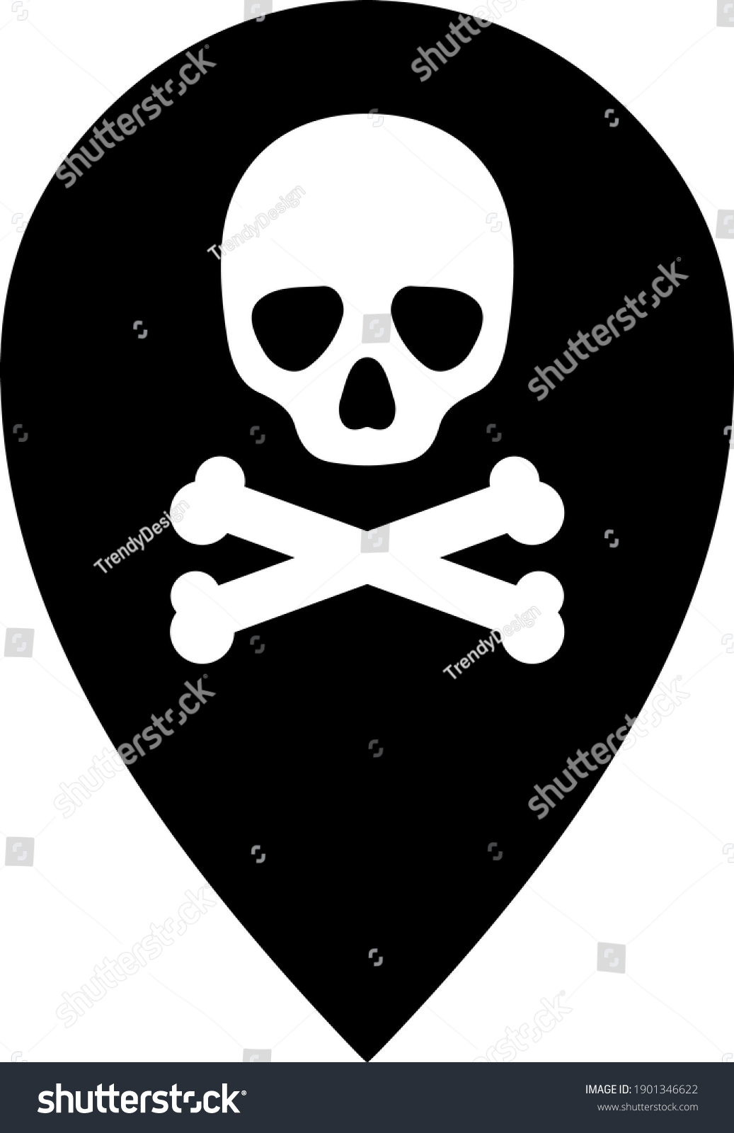 Dead Place Marker Icon Flat Style Stock Vector Royalty Free