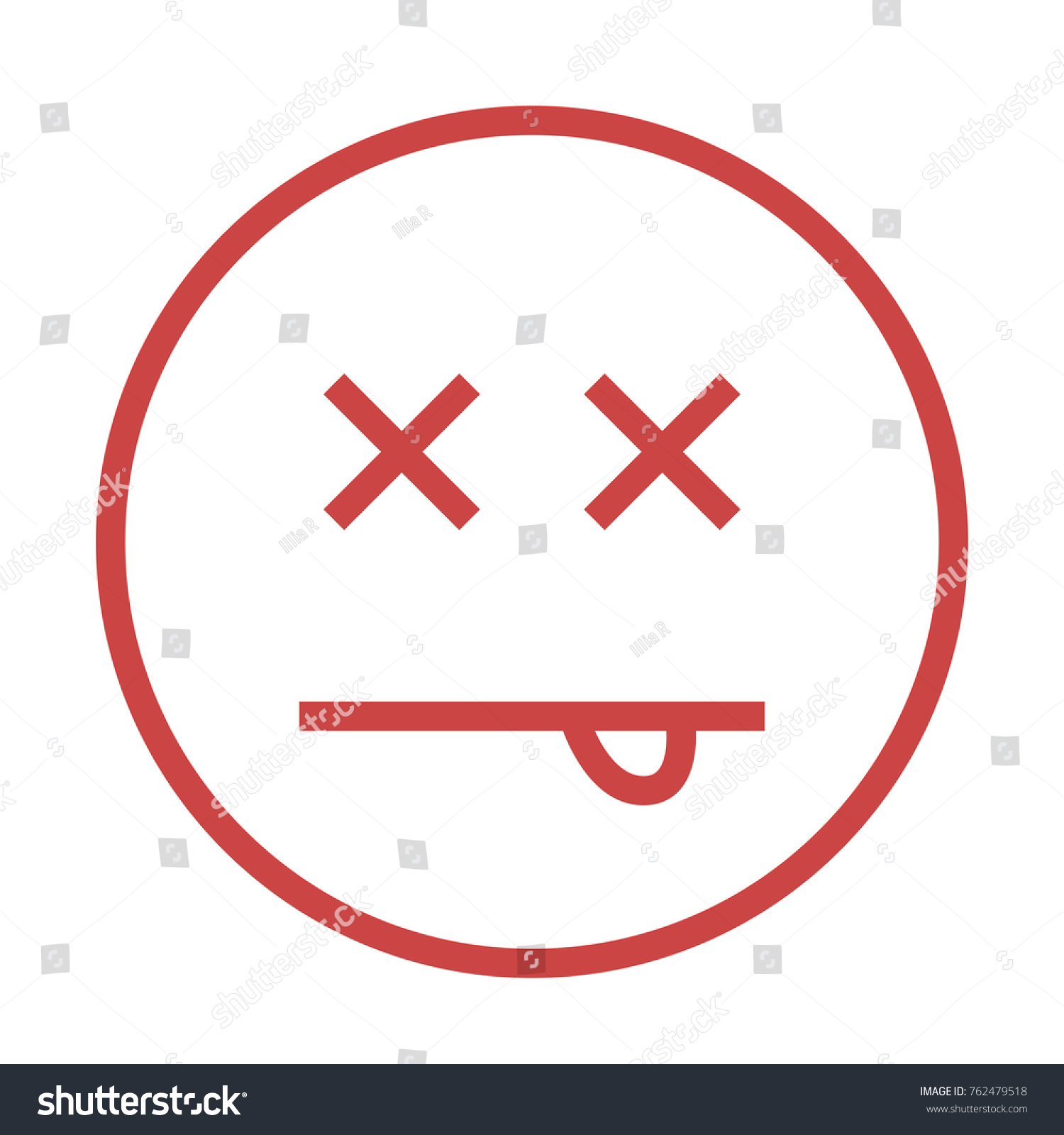 Dead Red Smiley Face Tongue Stock Vector (Royalty Free) 762479518 ...