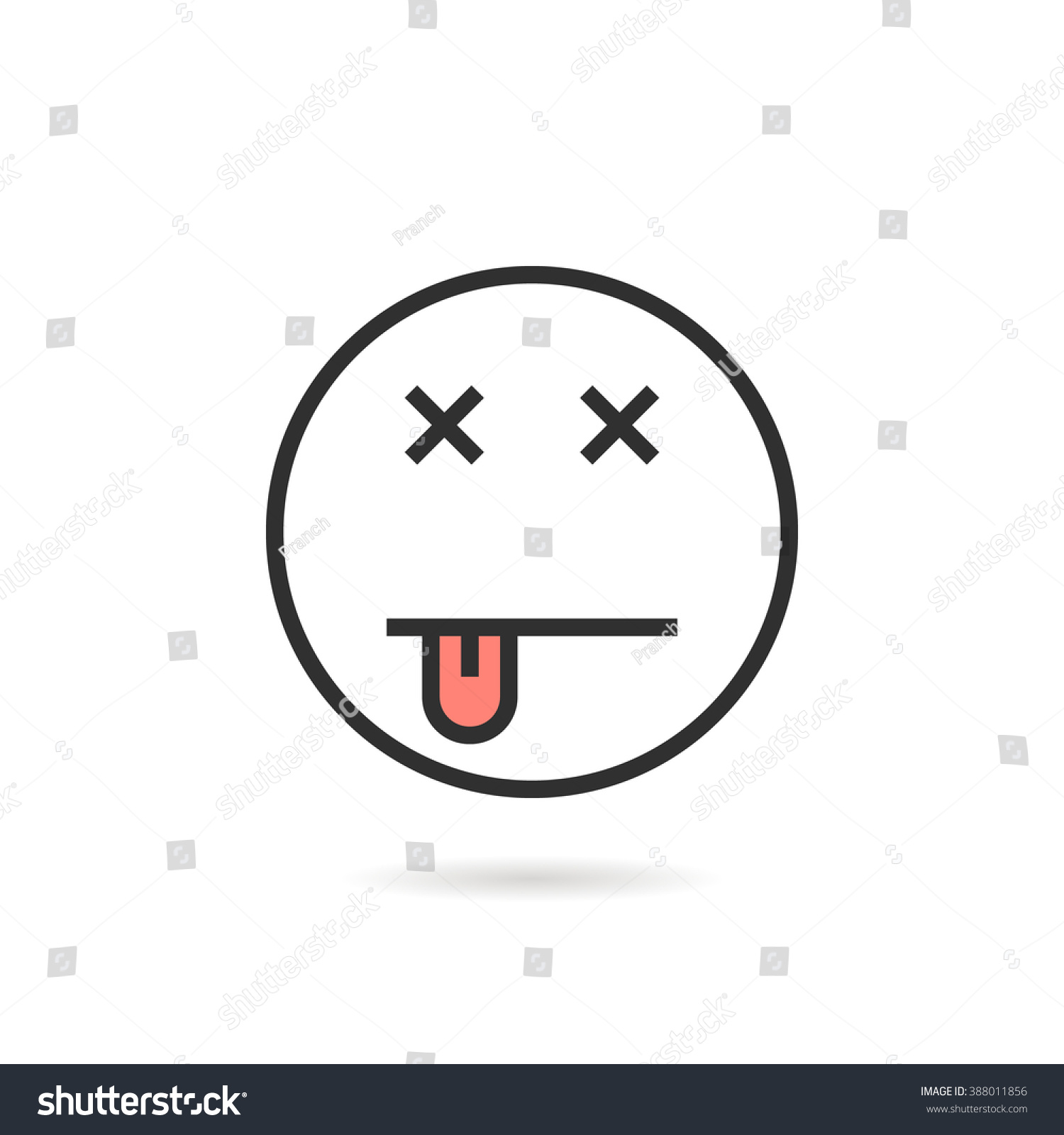 Dead Thin Line Emoji Icon With Shadow. Concept Of Cross Eyes, Halloween ...