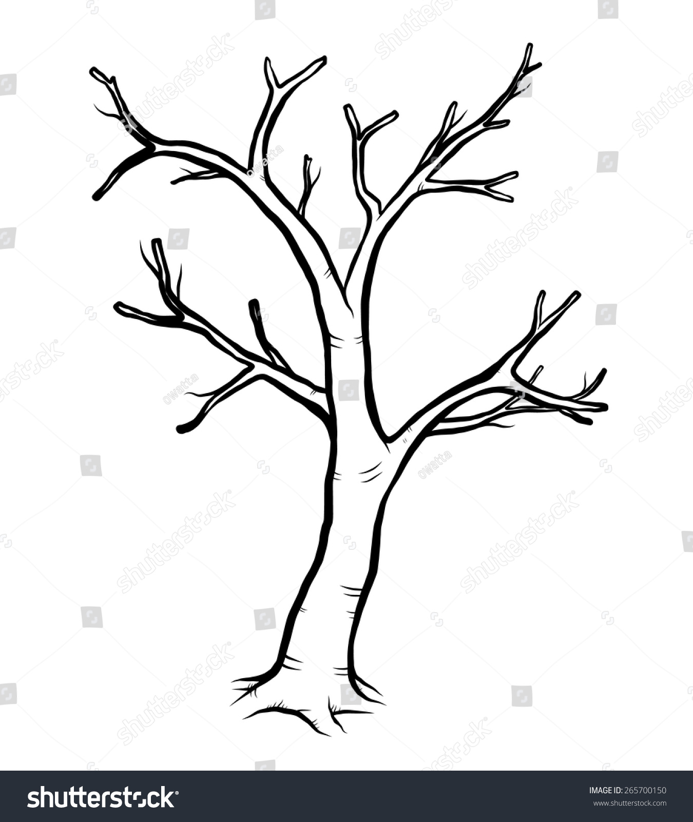 Dead Tree Cartoon Vector Illustration Black Stock Vector