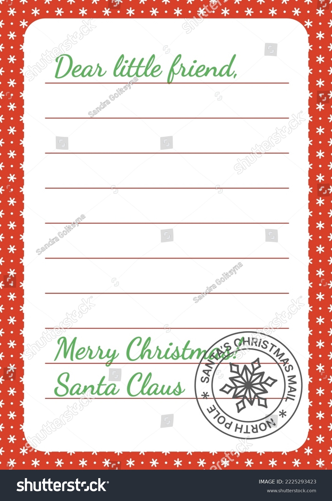 SVG of Dear little friend. Reply letter from Santa Claus. Template for Santa's answer. Flat, cartoon. Isolated vector illustration eps 10 svg