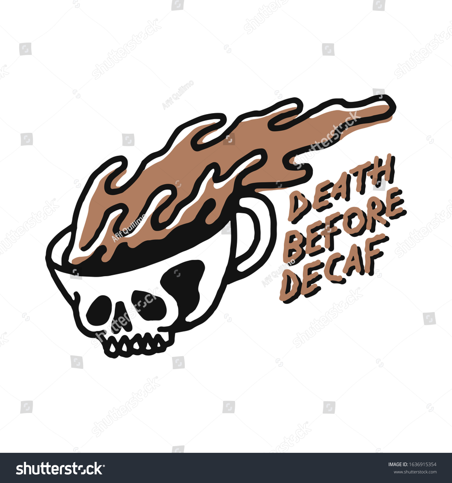 Death Before Decaf Coffee Skull Graphic Stock Vector Royalty Free