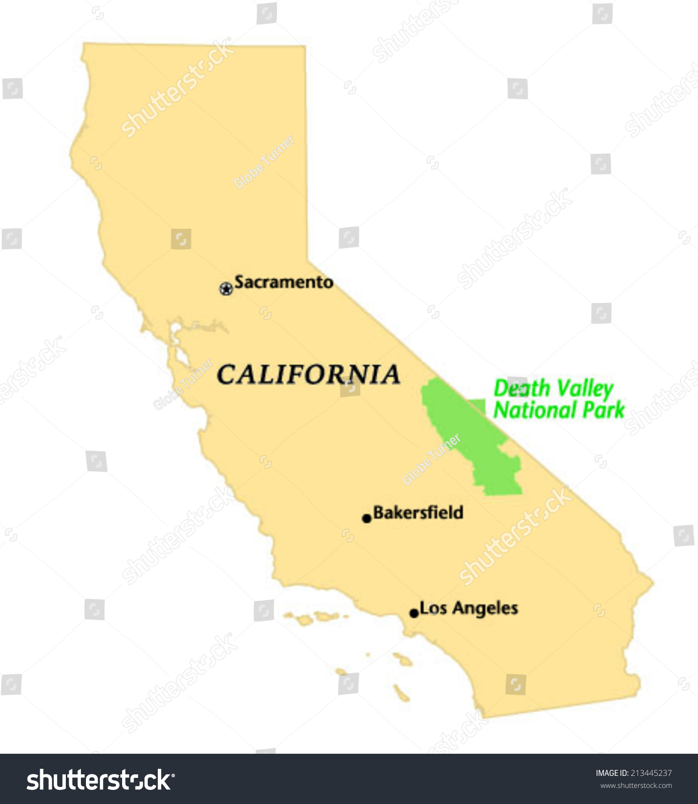 Death Valley National Park Locate Map Stock Vector Royalty Free 213445237