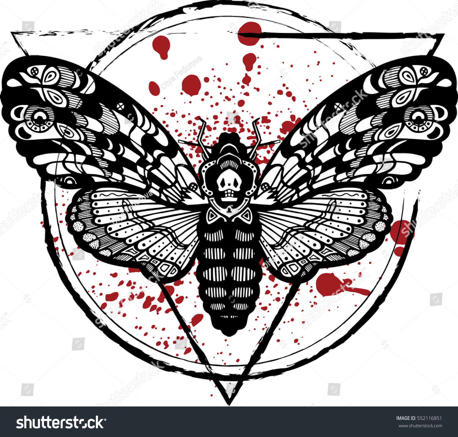 Deaths Head Hawk Moth Butterfly Vector Stock Vector ...