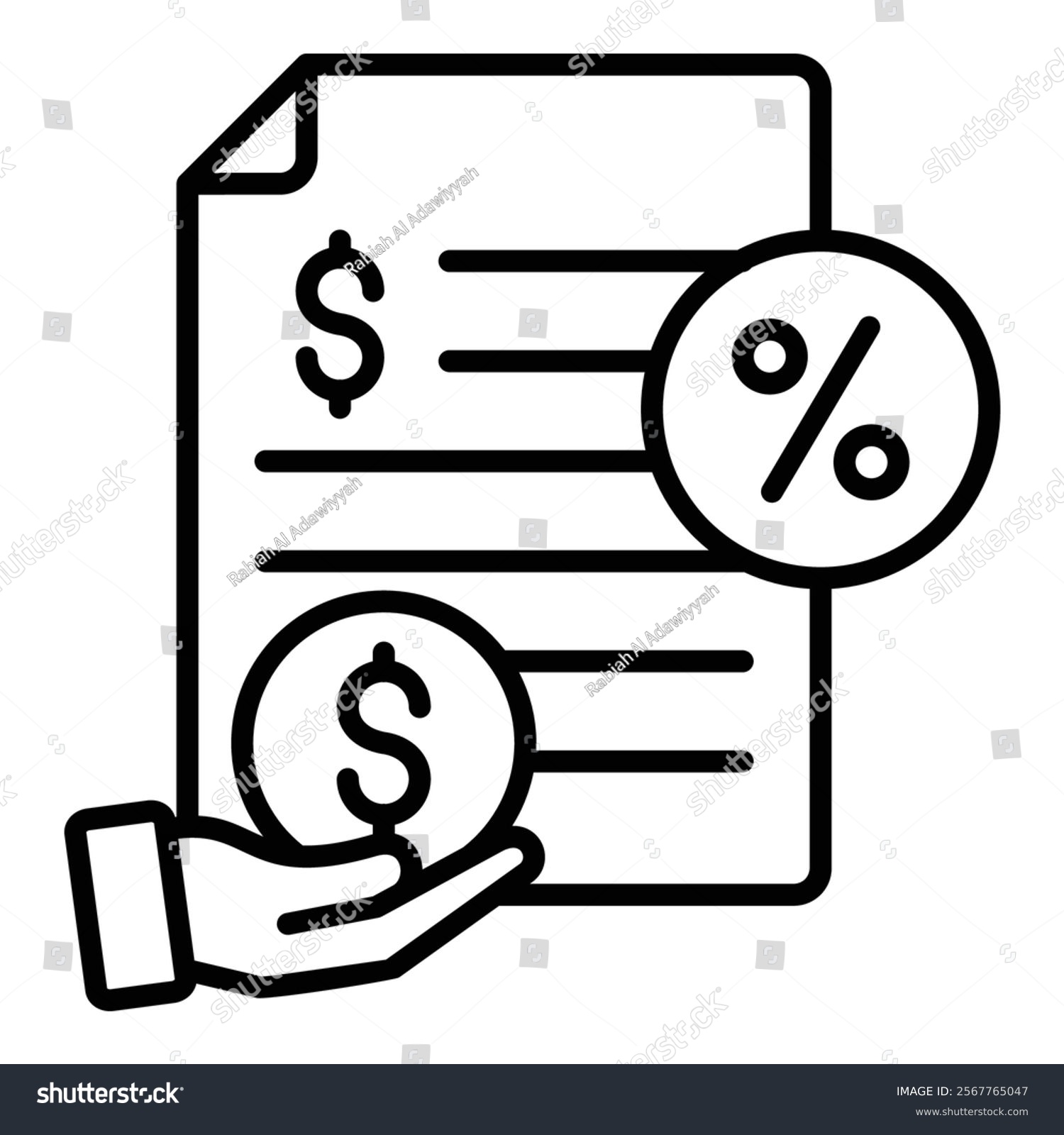 financial document with dollar sign and percent clip art preview