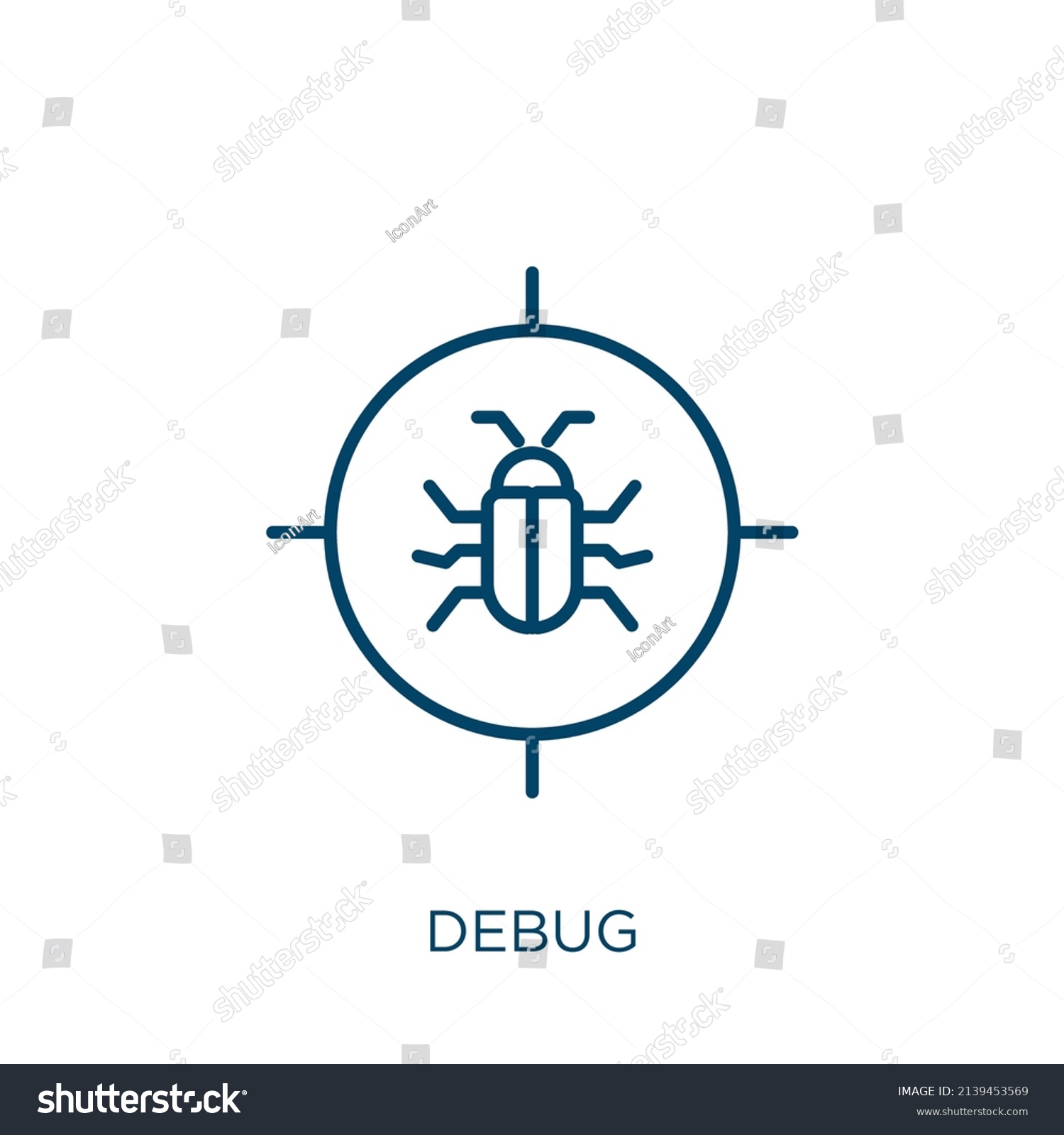 Debug Icon Thin Linear Debug Outline Stock Vector (Royalty Free ...
