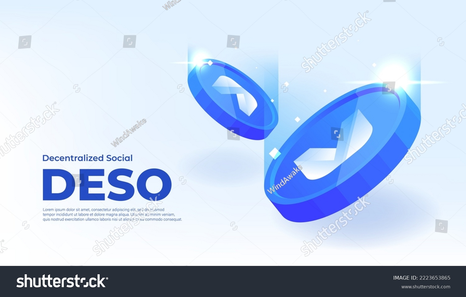 SVG of Decentralized Social (DESO) coin cryptocurrency concept banner background. svg