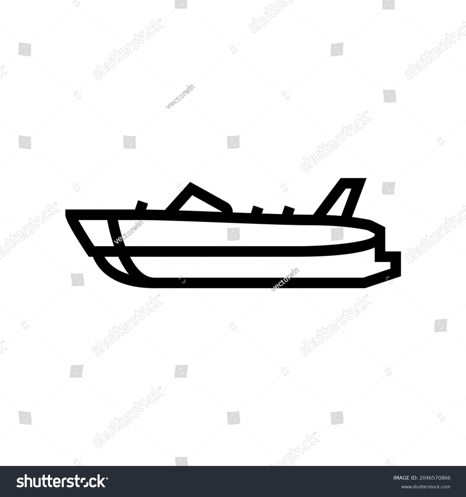 SVG of deck boat line icon vector. deck boat sign. isolated contour symbol black illustration svg