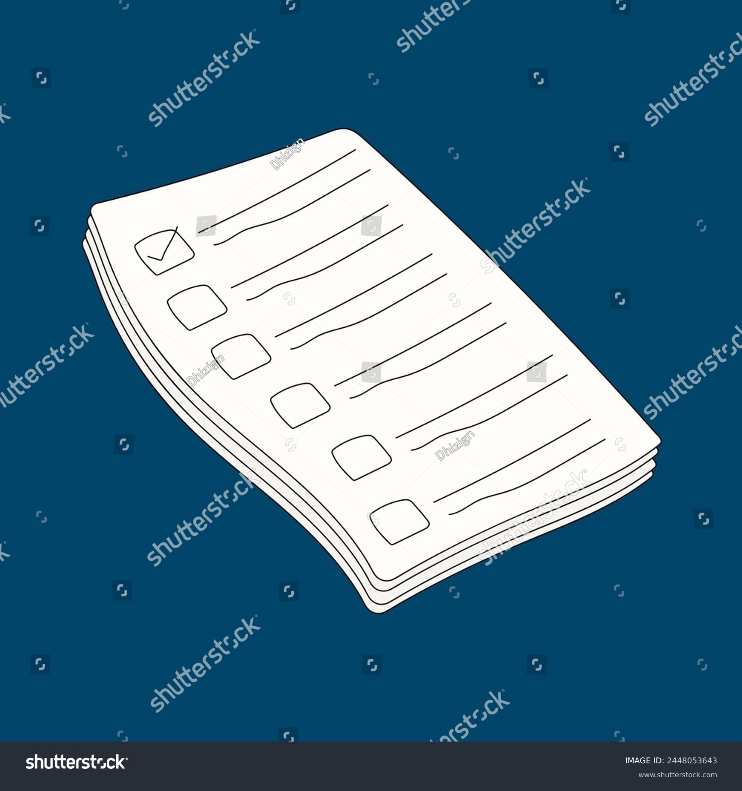 SVG of Deck of papers checklist isolated on blue background svg