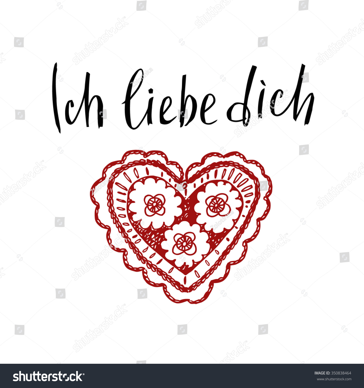 Declaration Love German Openwork Heart Drawn Stock Vector Royalty Free 350838464 Shutterstock