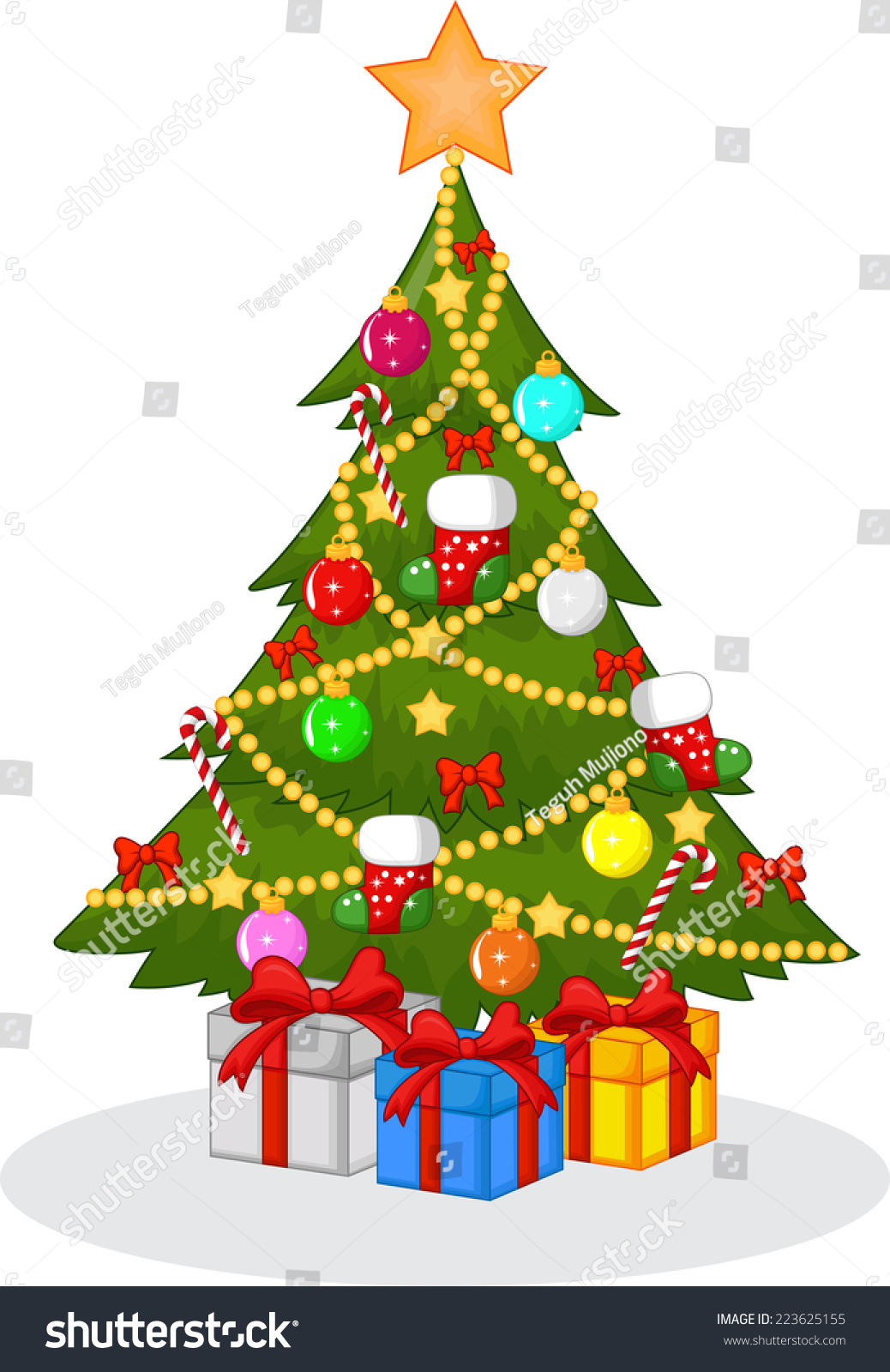 Decorated Christmas Tree Stock Vector Illustration 223625155 : Shutterstock