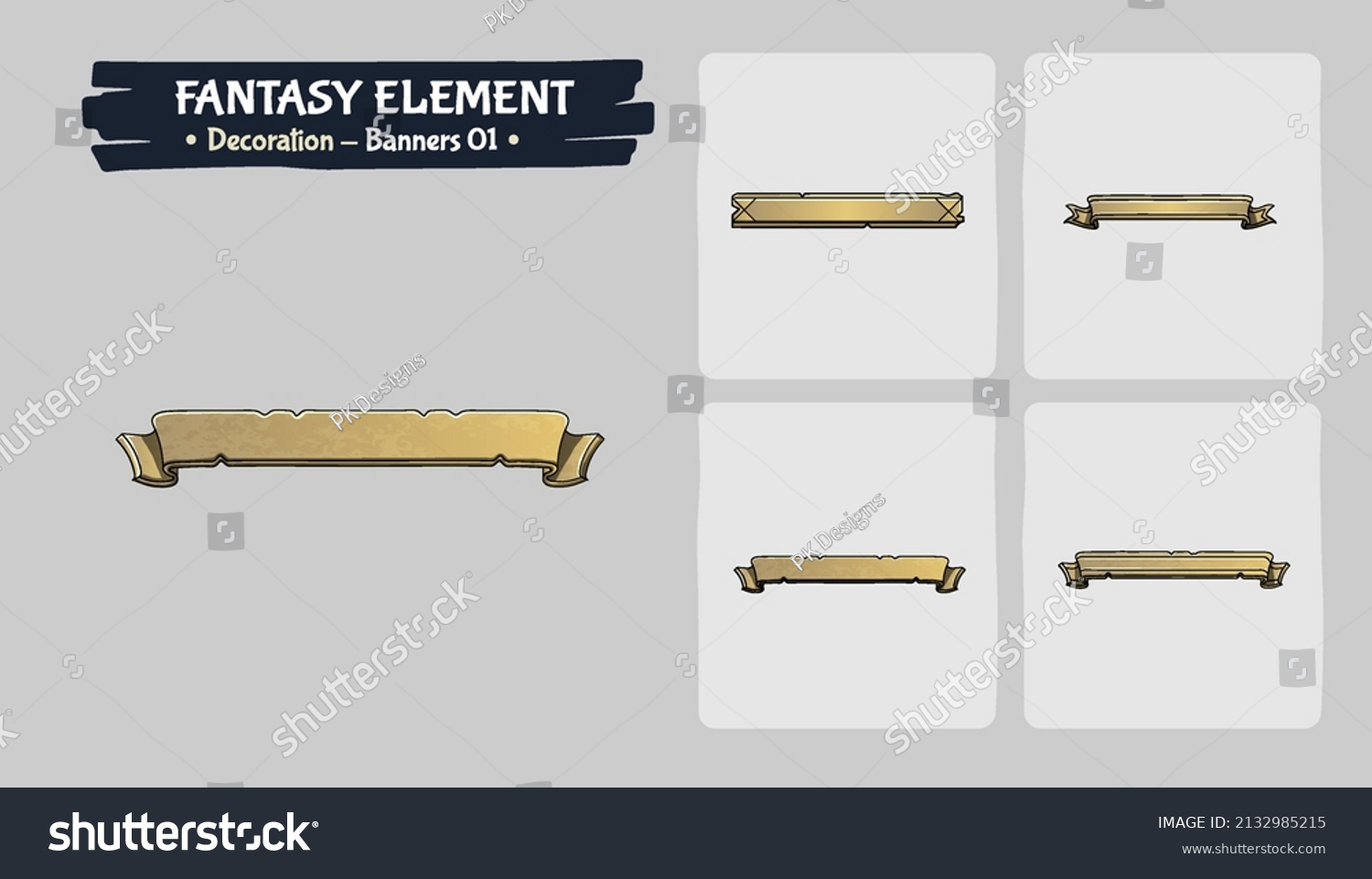 SVG of Decoration Gold Banner Fantasy game assets design- Vector Illustration svg