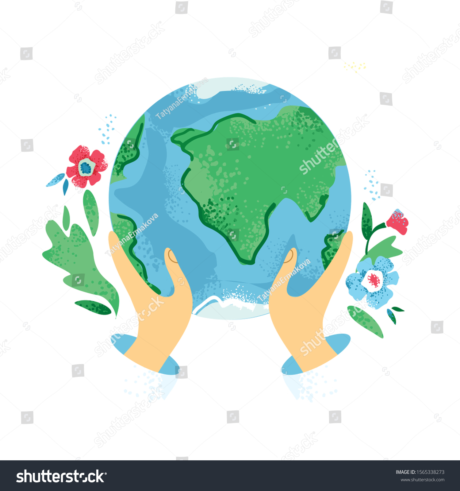 Decorative Banner Hands Holds Planet Earth Stock Vector (Royalty 