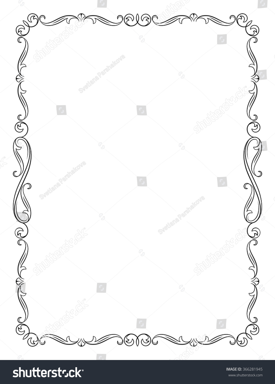 Decorative Black Frame Letter Page Proportions Stock Vector (Royalty ...