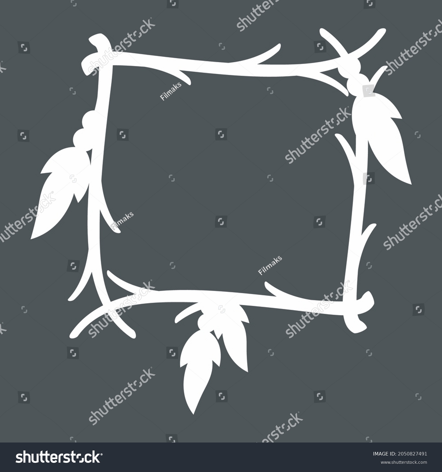 SVG of Decorative branch twigs tree ethnic frame quality vector illustration cut svg