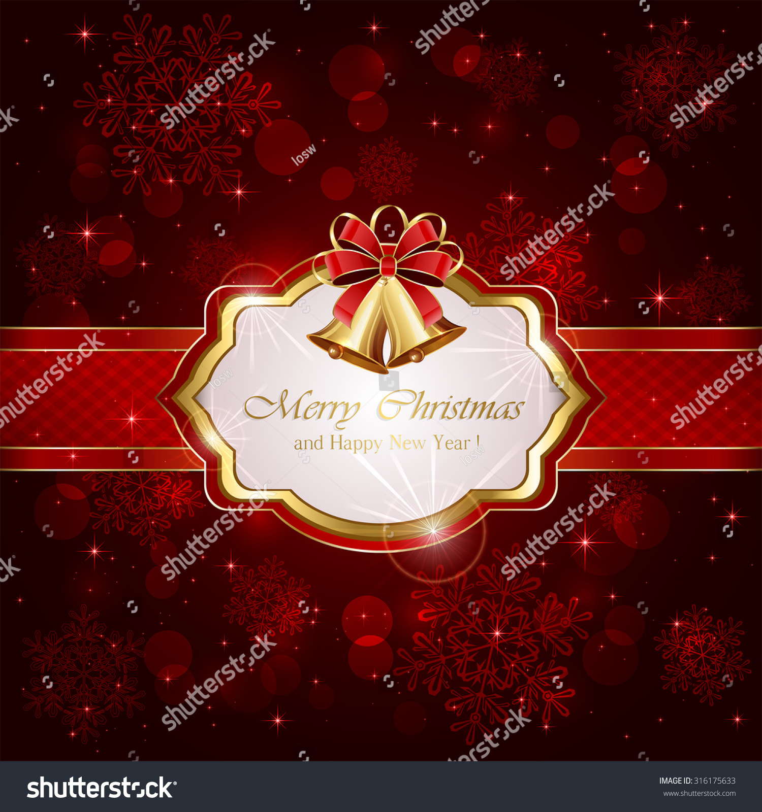 decorative card christmas bells bow on stock vector decorative card christmas bells bow on stock vector