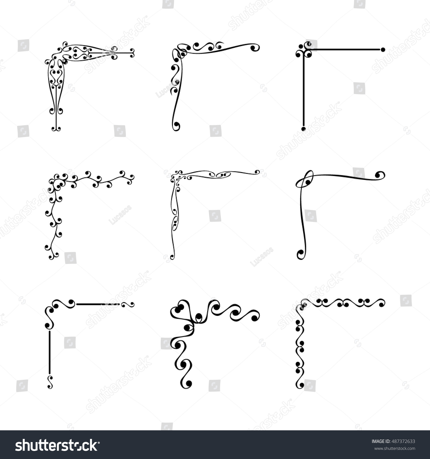 Decorative Corner Frame Set Stock Vector Illustration 487372633 ...