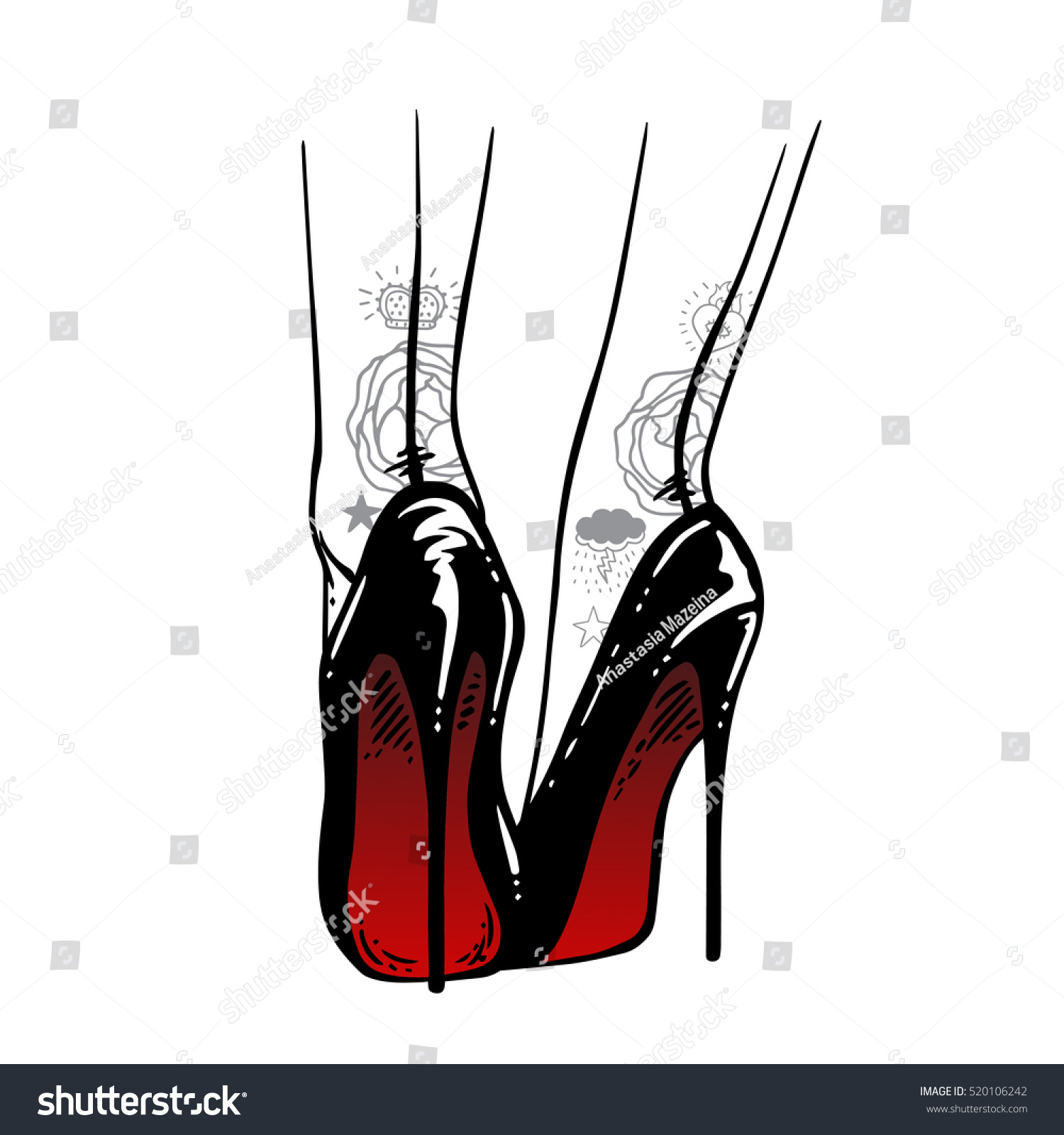 Decorative Drawing Sexy Inked Female Legs Stock Vector Royalty Free