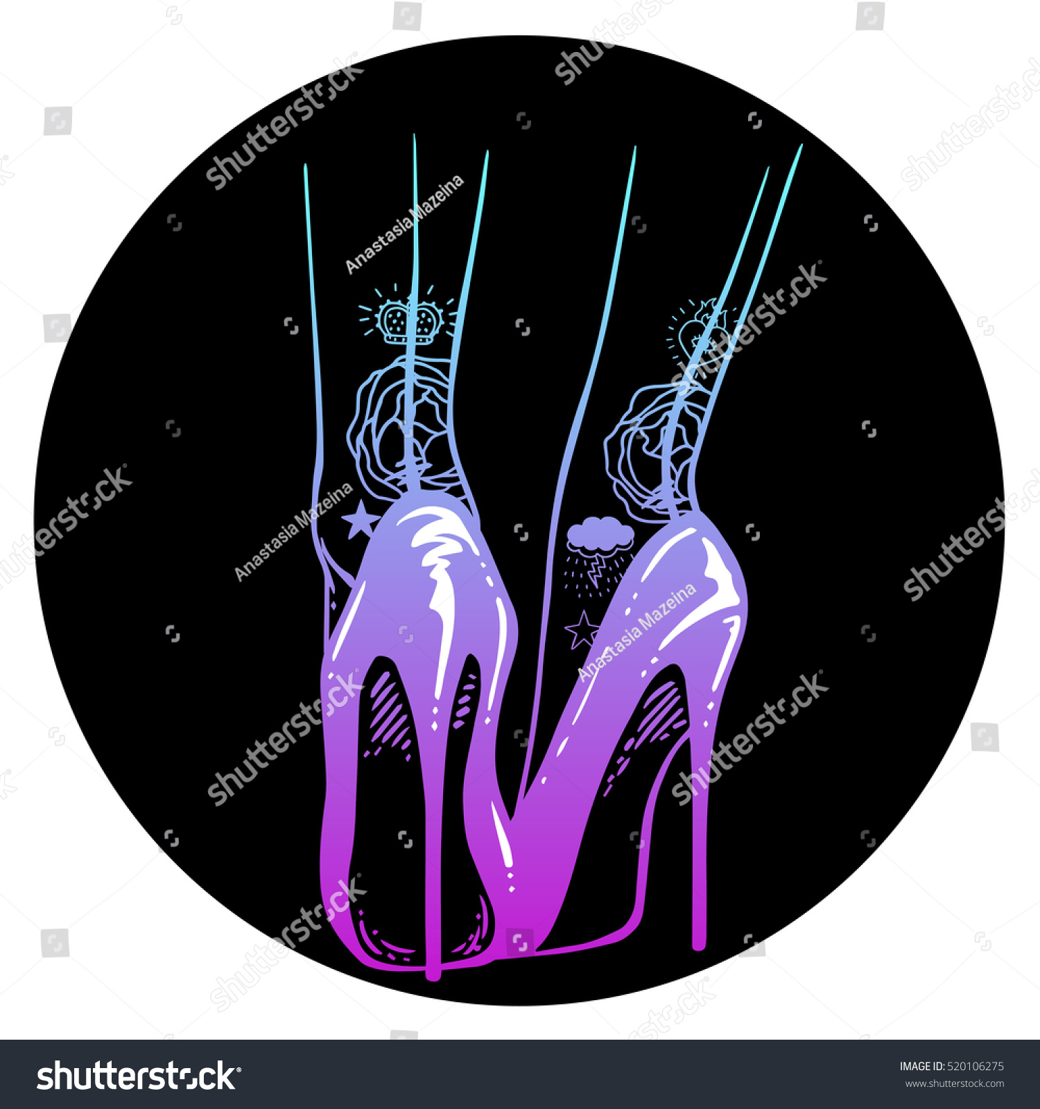 Decorative Drawing Sexy Inked Female Legs Stock Vector Royalty Free