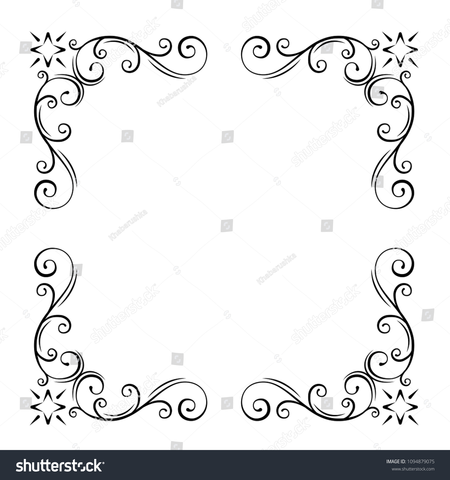 Decorative Filigree Corners Ornate Borders Swirl Stock Vector (Royalty ...