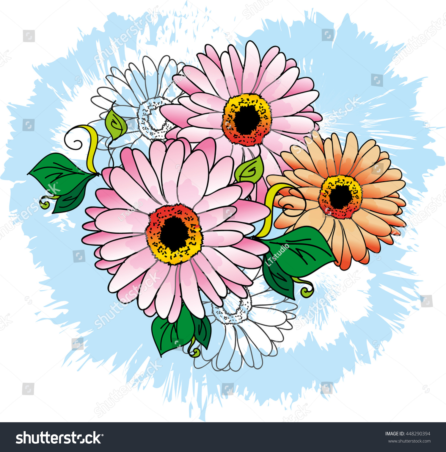 Decorative Floral Background Flowers Stock Vector 448290394 - Shutterstock