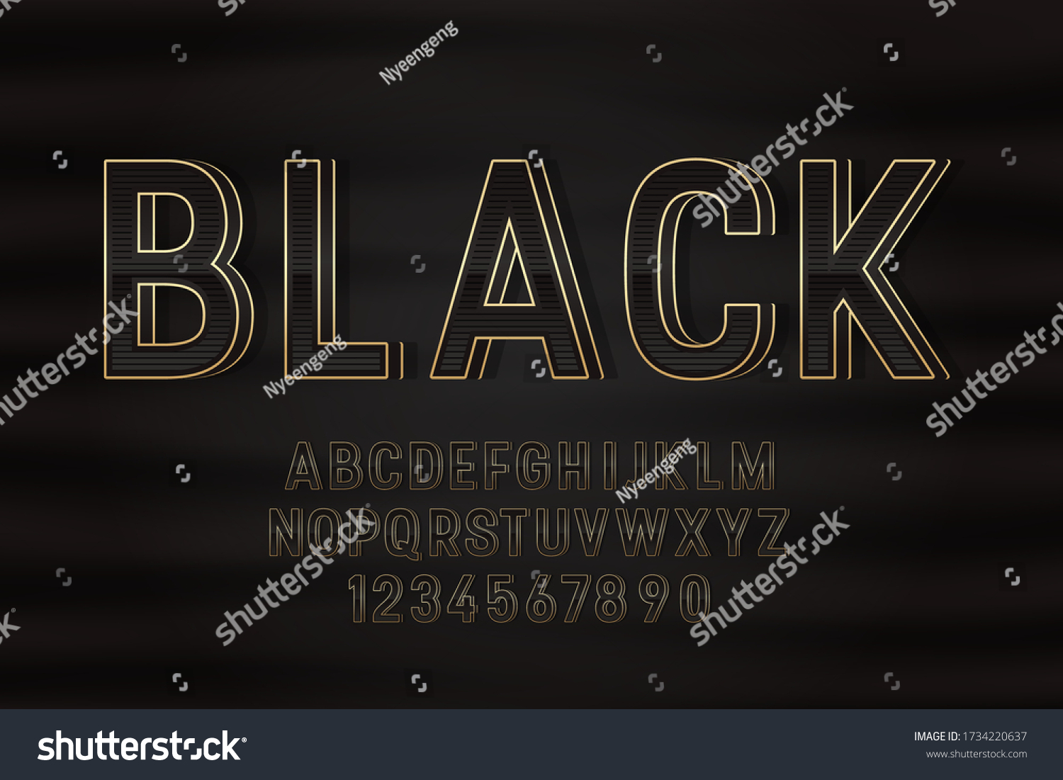 Decorative Gold Black Font Alphabet Stock Vector (Royalty Free ...