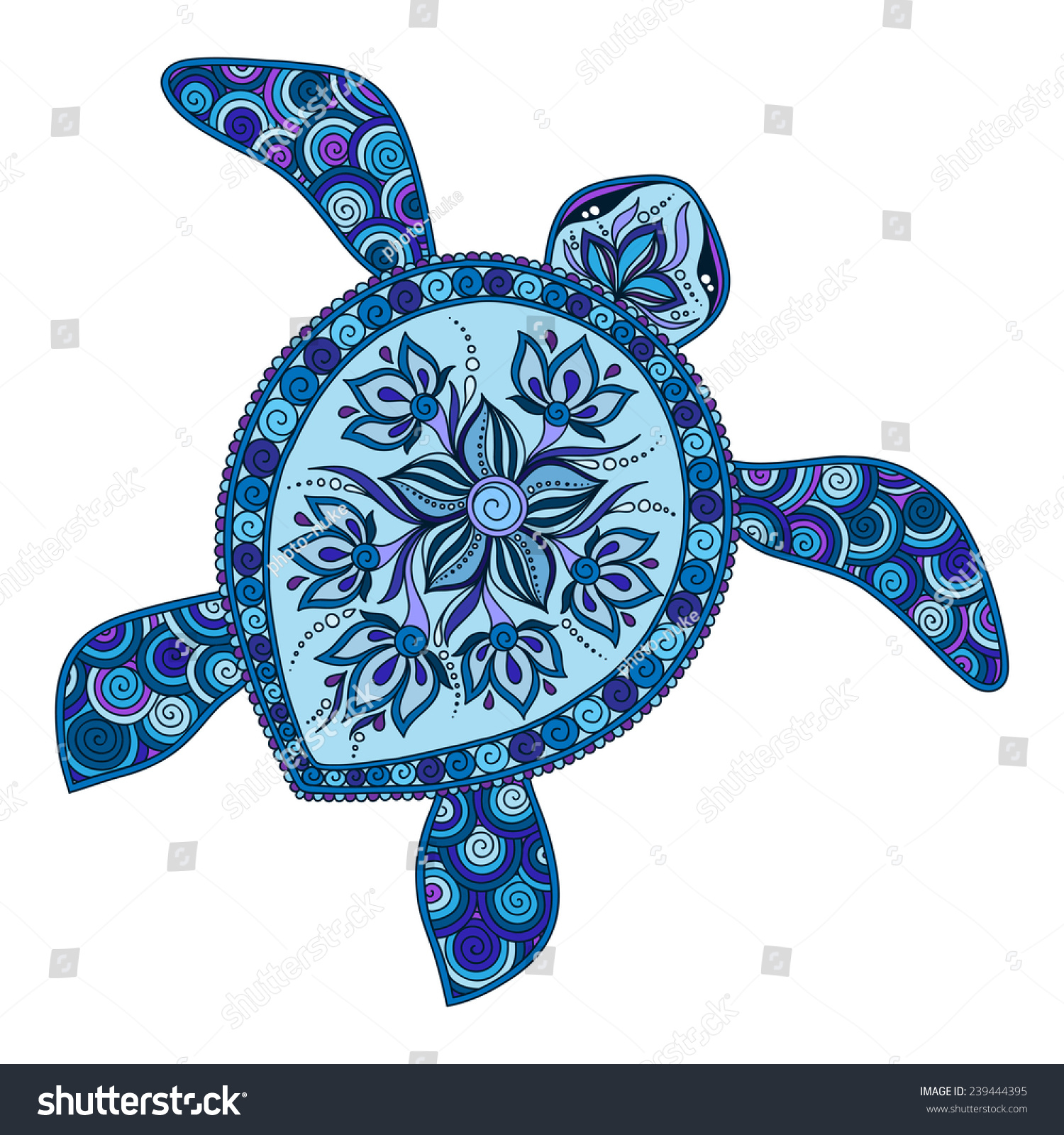 Decorative Graphic Turtle Tattoo Style Tribal Stock Vector 239444395 ...