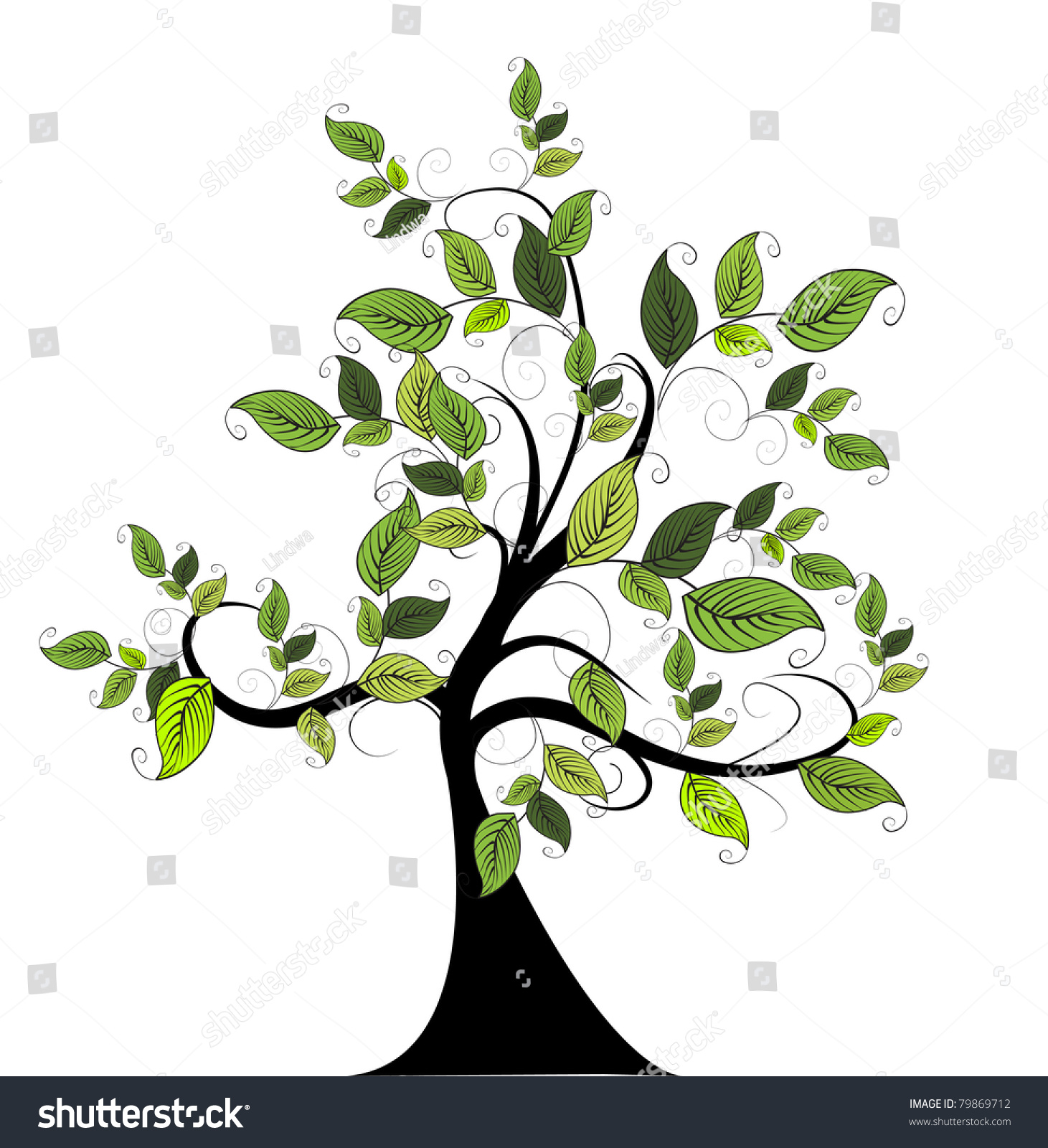 Decorative Green Tree Stock Vector (Royalty Free) 79869712