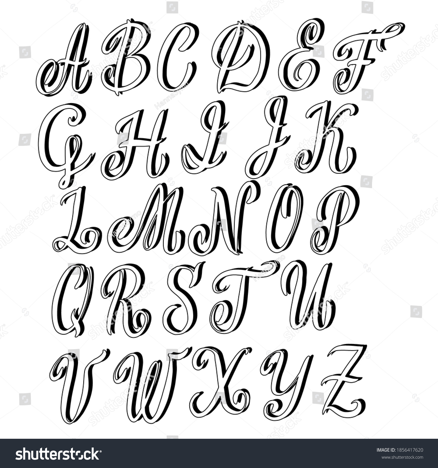 Decorative Hand Written Alphabet Vector Illustrations Stock Vector ...