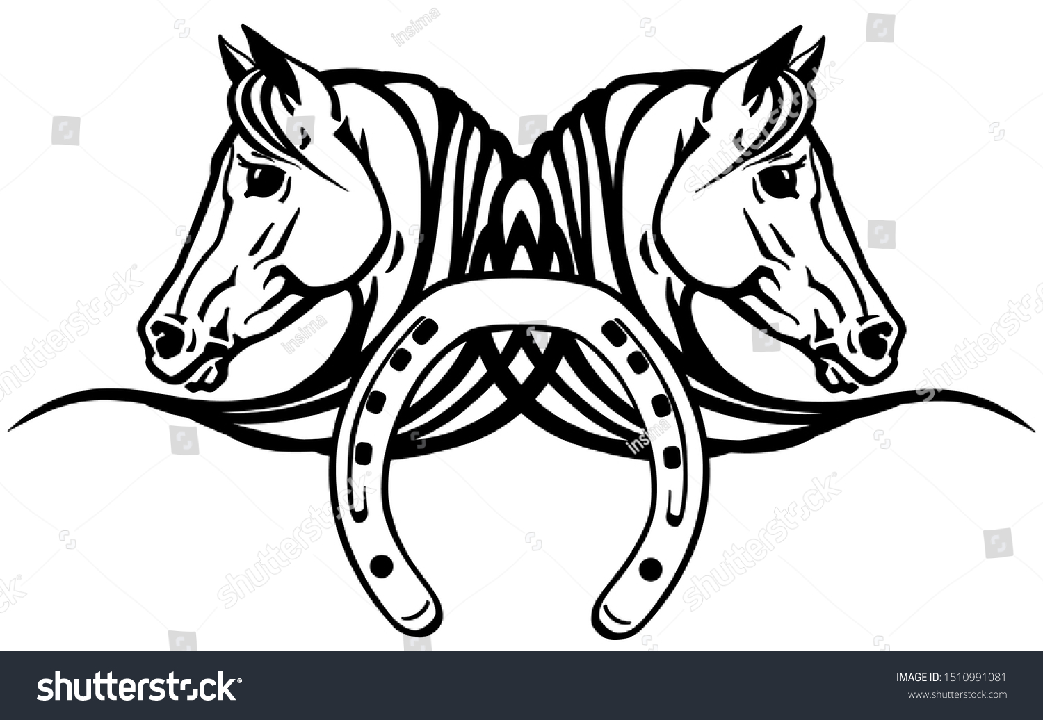 Decorative Heads Arabian White Horses Profile Stock Vector (Royalty ...