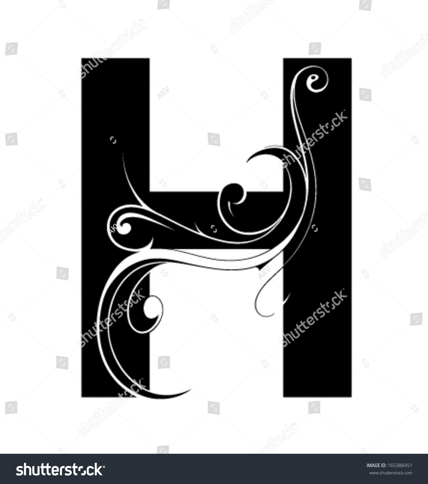 Decorative Letter Shape. Font H Stock Vector Illustration 165388451 ...