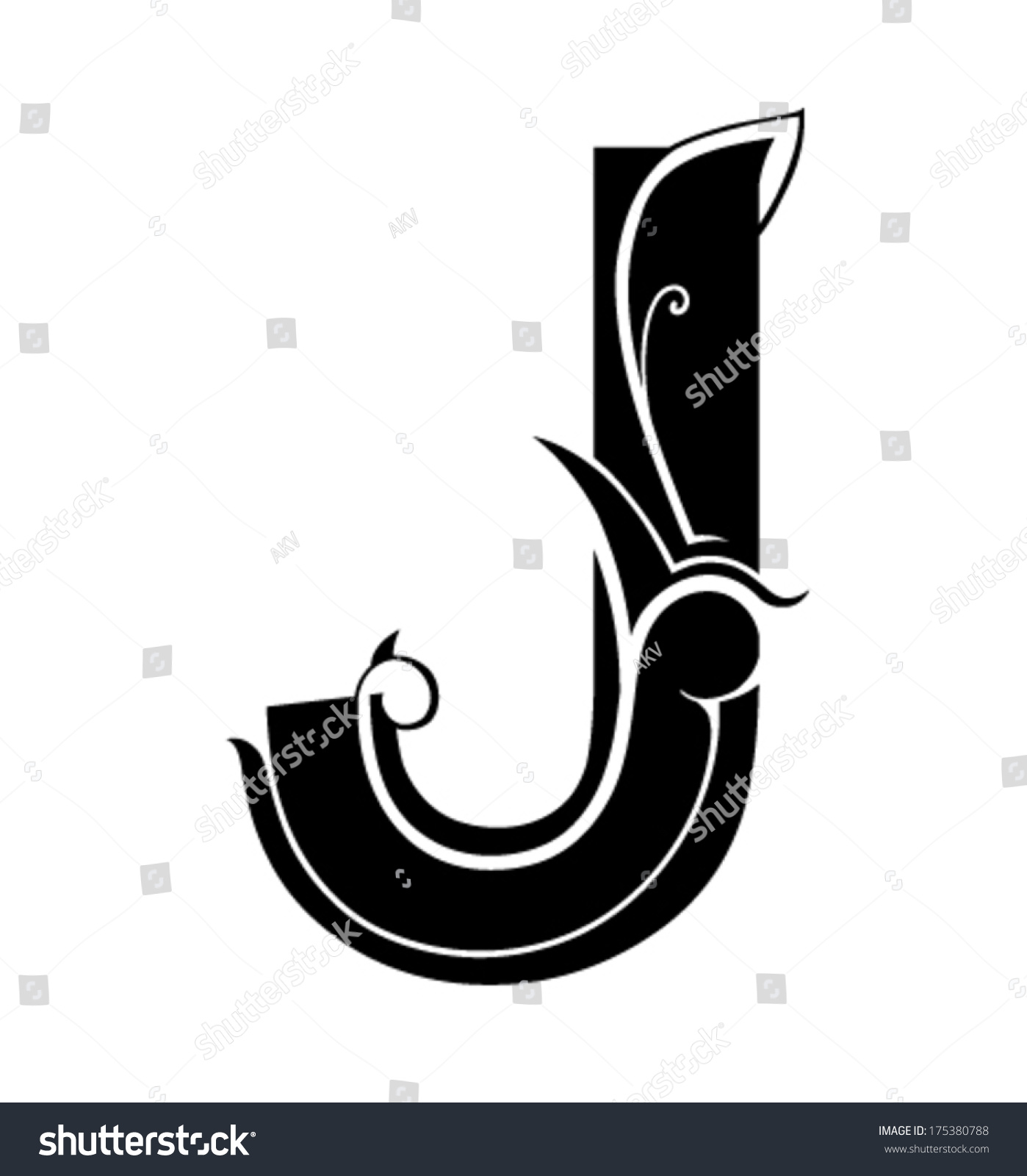 Decorative Letter Shape. Font J Stock Vector Illustration 175380788 ...