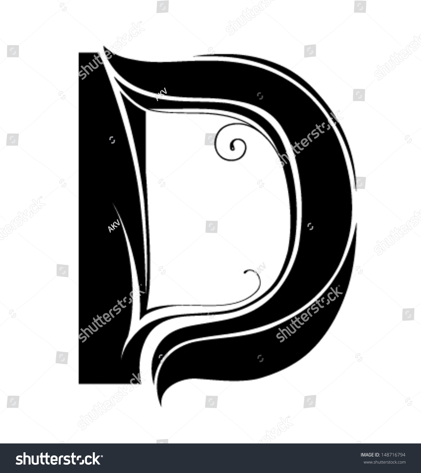 Decorative Letter Shape Font Type D Stock Vector 148716794 - Shutterstock