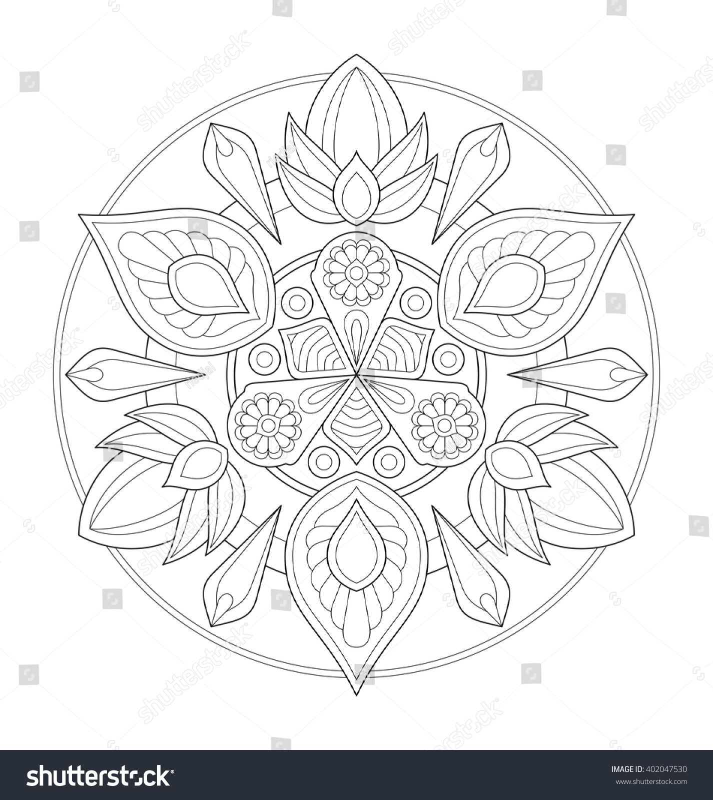 Decorative Mandala Illustration Adult Coloring Well Stock Vector ...